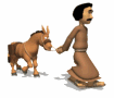man walking donkey md wht