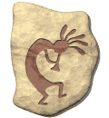 kokopelli on rock background md wht
