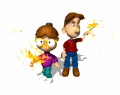 boy girl waving sparklers md wht