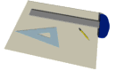 pencil and ruler with triangle md wht