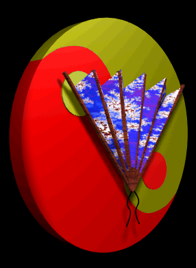 yin yang red chinese fan tilted hg blk