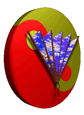 yin yang red chinese fan tilted hg clr