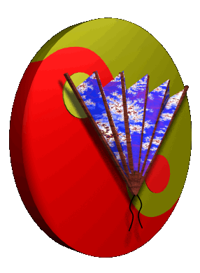 yin yang red chinese fan tilted hg clr  st