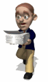 businessman running papers md wht