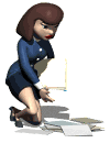 office lady picking up papers md wht