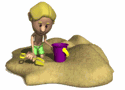 boy filling sand bucket md wht