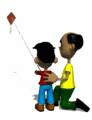 father son flying kite md wht