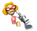 geeky girl looking at microscope md wht