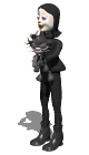 goth girl petting black cat md wht