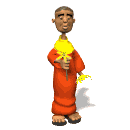 monk with flowers md wht