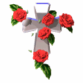 cross with roses shimmer md wht